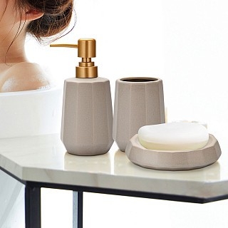 Дозатор рідкого мила Fissman300 мл, стакан 400мл і мильниця в наборі (9511)