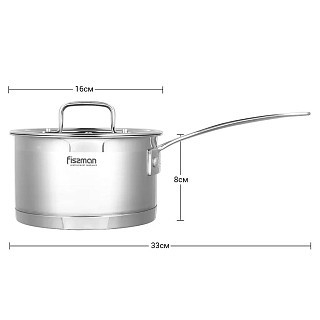 Ківш Fissman FOBUS 16x8 см / 1,6 л з кришкою (5380) Ківш Fissman FOBUS 16x8 см / 1,6 л з кришкою (5380)