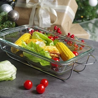 Прямоугольный мармит Fissman 39,5x24x6,5 см/4,0 л жаростойкое стекло (6047)