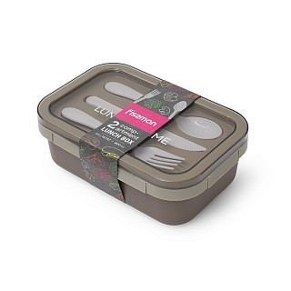Ланч-бокс Fissman с двумя отделениями 20,5х13,5х7,5 см 800 мл, цвет коричневый нержавеющая сталь (16757)