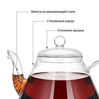 Заварочный чайник Fissman 1000 мл со стальным фильтром жаростойкое стекло (9450) Заварочный чайник Fissman 1000 мл со стальным фильтром жаростойкое стекло (9450)